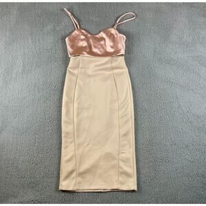 Asos Women's US 4 Pink Beige Polyester Back Zip Up Spaghetti Strap Dress